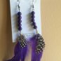 FEATHER EARRING WITH BEADs PURPLE free shipping