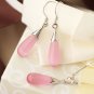 Genuine 925 Sterling Silver Pink Opal NECKLACE & earring jewelry set
