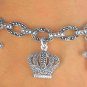 Genuine MARCASITE bracelet CROWN & CROSS drop toggle