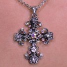 Aurora Borealis Crystaled CROSS necklace religious fashion jewelry