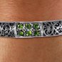Stretch Bracelet Vintage Ivy Script Style Antiqued Silver Tone And Black Fill