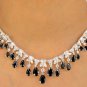 Genuine Black Austrian Crystal Teardrops Necklace Titanium Post Earrings