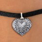 FASHION BRACELET Western Heart Charm Black Suede Leatherette JEWELRY