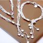 925 jewelry set DANGLE HEARTS classic style hot fashion jewelry necklace bracele