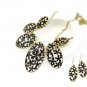 18k gp WHITE flower rhinestone necklace earring set womens jewelry fashion jewelry