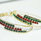 Christmas Fashion Hoop Earrings Multi-Colored Swarovski Crystal jewelry