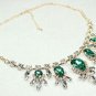 WEDDING DAY JEWELRY Green Rhinestone crystal Round Teardrop Bib Necklace