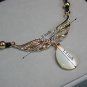 Gorgeous New Fashion Wing Drop Leather Chain Crystal Pendant Necklace