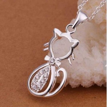 CAT shaped Necklace kitty 925 Silver Necklaces Pendants Sterling Silver Jewelry