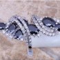 Black Sapphire White Topaz 925 Sterling Silver Overlay Ring
