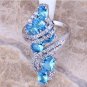 Sterling Silver Rings Womens Ring Swiss Blue & White Topaz 925