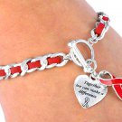 AIDS Awareness red leather toggle BRACELET together we can make a difference
