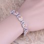 Brown Morganite White Topaz 925 Sterling Silver Overlay Link Chain Bracelet 7 inch Free Shipping