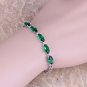 Green EMERALD 925 Sterling Silver Overlay BRACELET 7 inch Free Shipping