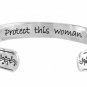 womens jewelry Silver Tone Cuff Bracelet "Protect This Woman" bracelets