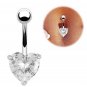 18K Gold Plated Heart clear Crystal Navel Belly Rings Sexy Body Piercing