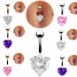 18K Gold Plated Heart clear Crystal Navel Belly Rings Sexy Body Piercing