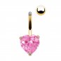 18K Gold Plated Heart clear Crystal Navel Belly Rings Sexy Body Piercing