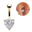 18K Gold Plated Heart clear Crystal Navel Belly Rings Sexy Body Piercing
