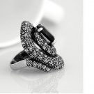 Chunky Vintage Silver Crystal Rhinestone Whirlwind Ring For Women free shipping