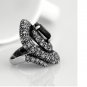 Chunky Vintage Silver Crystal Rhinestone Whirlwind Ring For Women free shipping