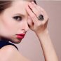 Chunky Vintage Silver Crystal Rhinestone Whirlwind Ring For Women free shipping