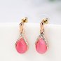 Rose Gold Plated Rose Red Crystal Rhinestone Faux Cat eye's Stone Jewelry Set