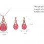 Rose Gold Plated Rose Red Crystal Rhinestone Faux Cat eye's Stone Jewelry Set