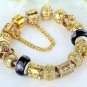 European Style Murano Glass Beads Gold Plated Charm Bracelets & Bangles Vintage