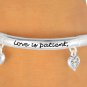 HEART charm STRETCH bracelet LOVE is Patient Polished Silver
