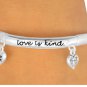 HEART charm STRETCH bracelet LOVE is Patient Polished Silver