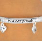 HEART charm STRETCH bracelet LOVE is Patient Polished Silver
