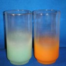 GLASSWARE AS SHOWN~SET OF 2 RETRO FROSTED GLASSES
