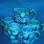 INARCO BLUE FRUIT PITCHER WITH 4 MATCHING MUGS JUICE