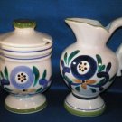 TALL FLORAL CREAMER AND COVERED SUGAR BOWL AS SHOWN