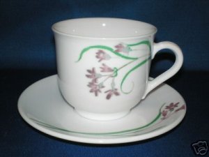 MARTHA STEWART LAVENDER TEA CUP AND SAUCER SET AS SHOWN