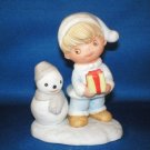 FIGURINE HOMCO CHRISTMAS KIDS & SNOWMAN 5613 STAMP