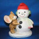 FIGURINE HOMCO CHRISTMAS SNOWMAN & MOUSE 8905 STAMP