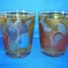 GLASSWARE AS SHOWN~SET OF 2 RETRO STAINED GLASS FRUIT