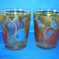 GLASSWARE AS SHOWN~SET OF 2 RETRO STAINED GLASS FRUIT