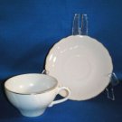 WHITE WITH GOLD TRIM CUP AND SAUCER SET AS SHOWN