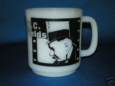 W.C. FIELDS CUP MUG MILK GLASS JOHN BARRYMORE