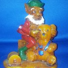 VINTAGE WAX FIGURE CANDLE SANTA'S  ELF WITH BEAR