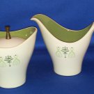 RETRO GREEN FLORAL CREAMER AND SUGAR BOWL AS SHOWN