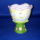 PINK RIMMED EASTER EGG CUP~AS SHOWN FLORAL