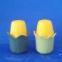 VINTAGE SALT AND PEPPER SHAKERS SET PLASTIC CORN ON THE COBB