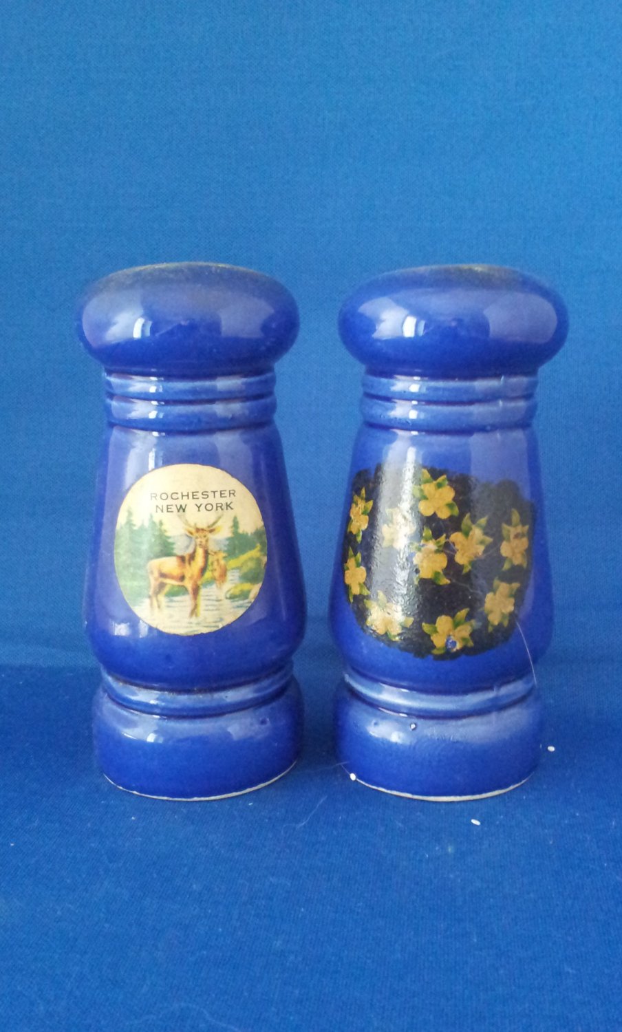 VINTAGE SALT AND PEPPER SHAKERS SET NEW YORK NORTH CAROLINA