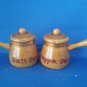 VINTAGE SALT AND PEPPER SHAKERS SET SMALL WOODEN POTS