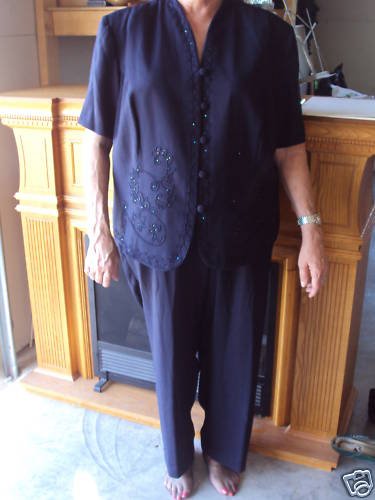 Woman's Size 24W Navy embellished pant suit