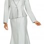 Silver Size 8-26W Woman's GMI Suit#3152 Rhinestone Trimmed 2pc Suit